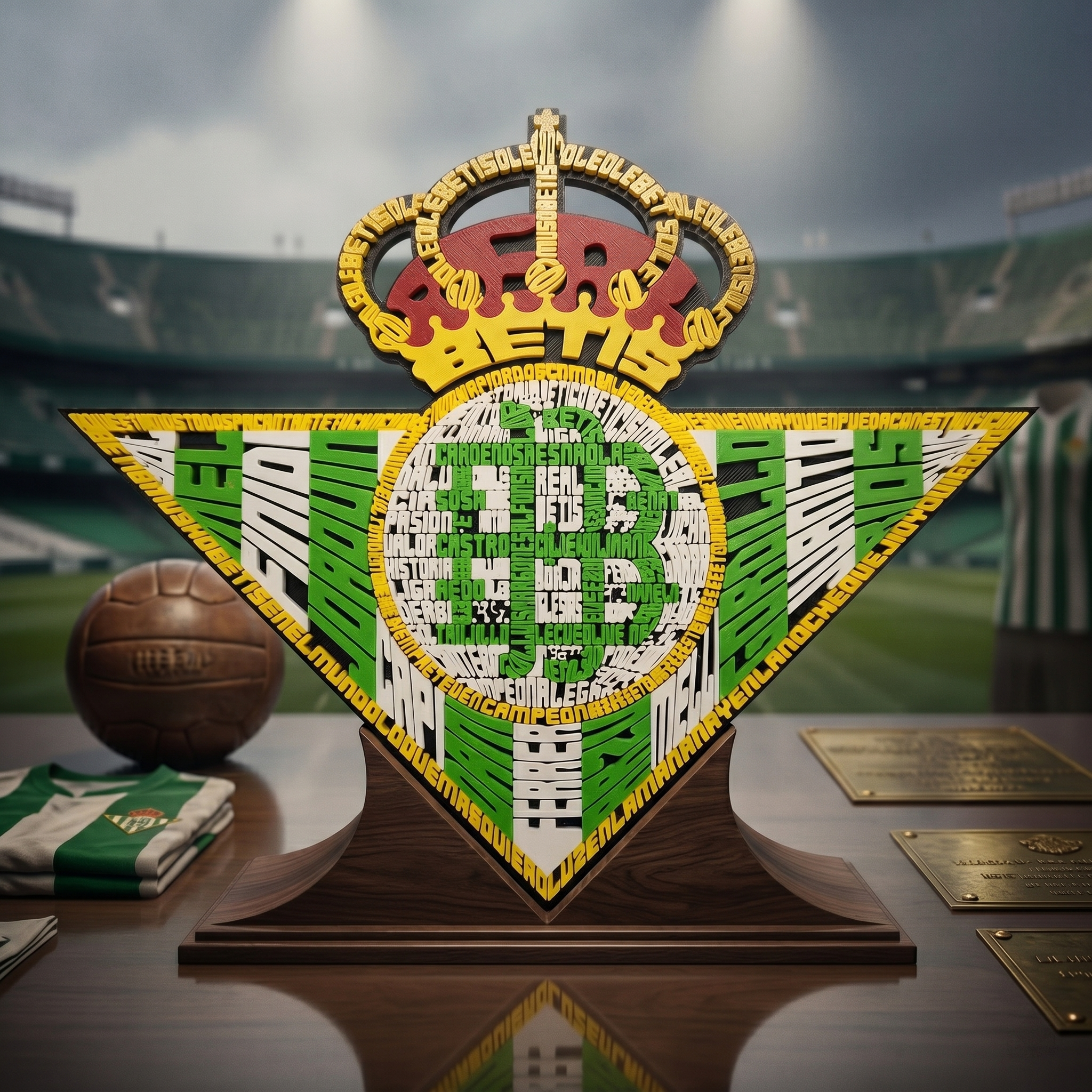 Caligrama Real Betis - Escudo betico en tipografia 3D